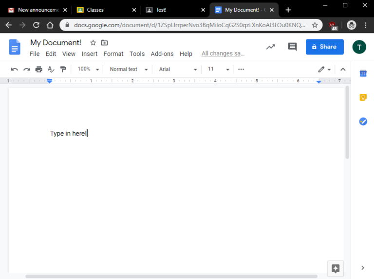 Google Classroom Using Google Docs To Create A Document On A Computer 