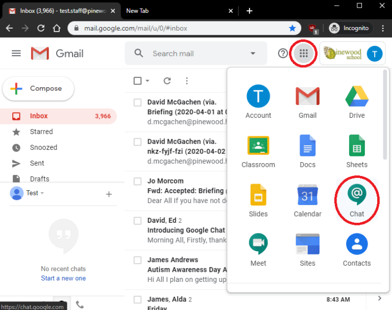 Google Chat How To Join And Use On A Computer Pinewood School 